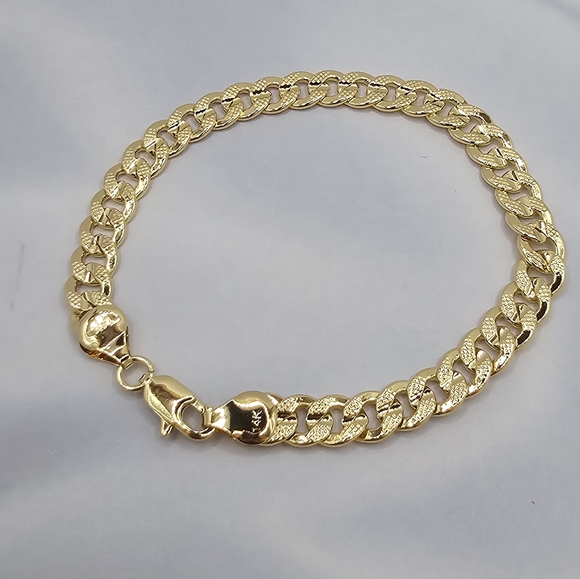 COPY - Cuban link fashion bracelet new style gold-plated double stamp 14k - Picture 1 of 9